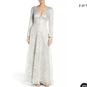 Tadashi Shoji Silver Long Sleeve Dress